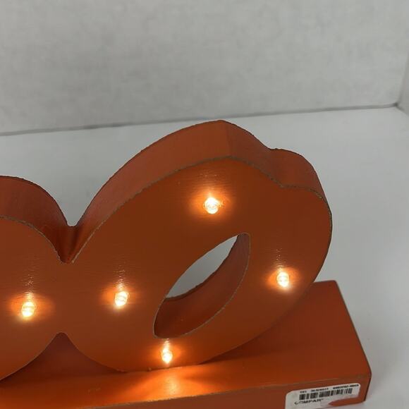 Lighted "Boo" Wooden Sign Halloween Orange 15 x 7.5 inches Decor Trick or Treat - Picture 7 of 7